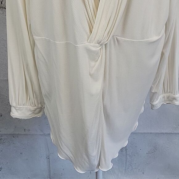 Free People Elegant Cream Draped Blouse In Summer White Womens Size S(Runs Big) - Picture 3 of 12